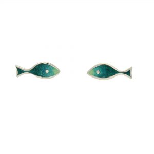 Usedom Schmuck Damen Ohrstecker Fisch Silber 925 AR01544112010800 - Grün