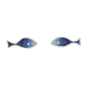 Usedom Schmuck Damen Ohrstecker Fisch Silber 925 AR01544112010800 - Blau
