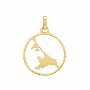 Anhänger Gold 333 Insel Usedom im Kreis mit Insel Umriss; Usedom Souvenir