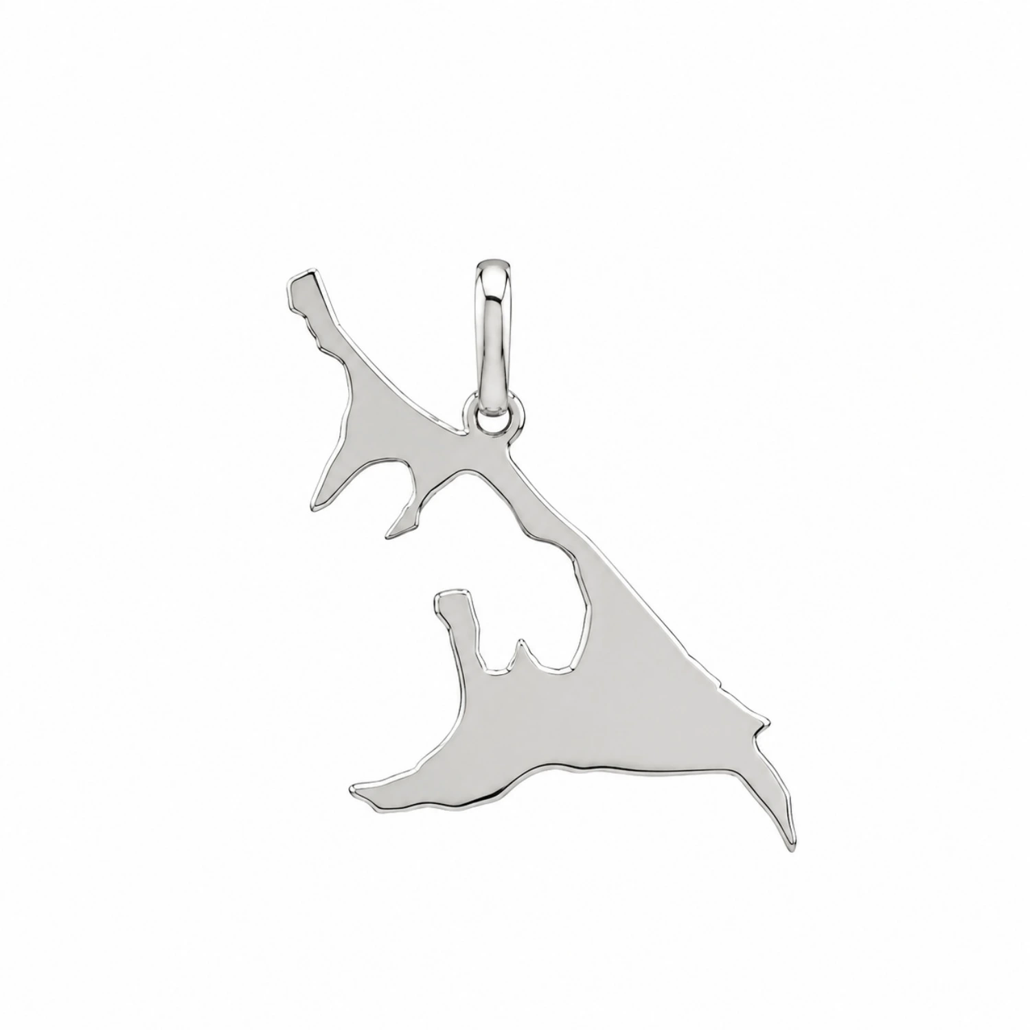 Anhänger Silber 925 Insel Usedom mit Umriss der Ostseeinsel; Silberanhänger mit Usedom-Motiv; Usedom Souvenir