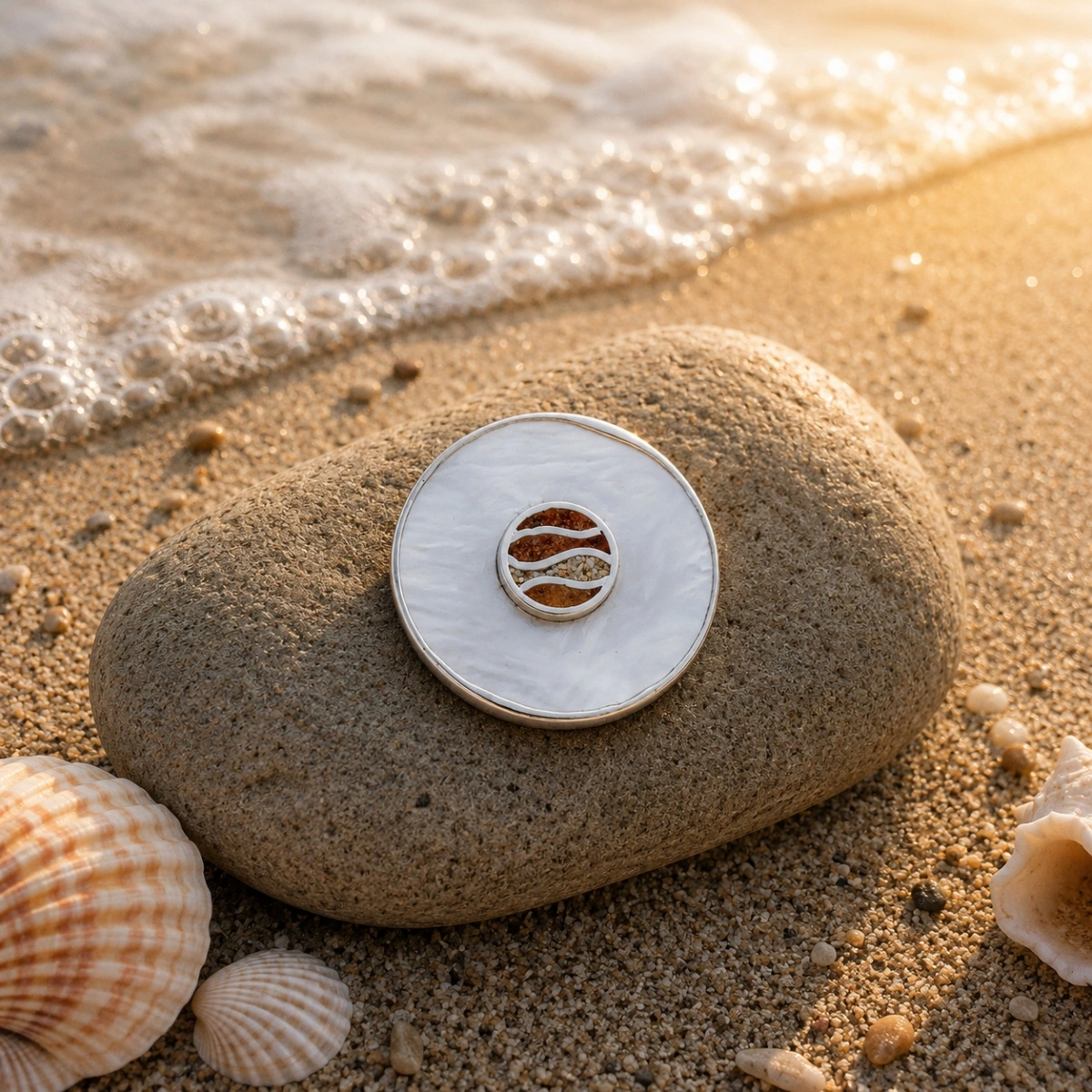 dur-anhaenger-silber-925-bernstein-perlmutt-strandsand-strandlust-meer DUR Anhänger Silber 925 mit Bernstein Perlmutt und Strandsand Strandlust
