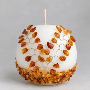 Kerze mit Bernstein - Kugel, 10 cm