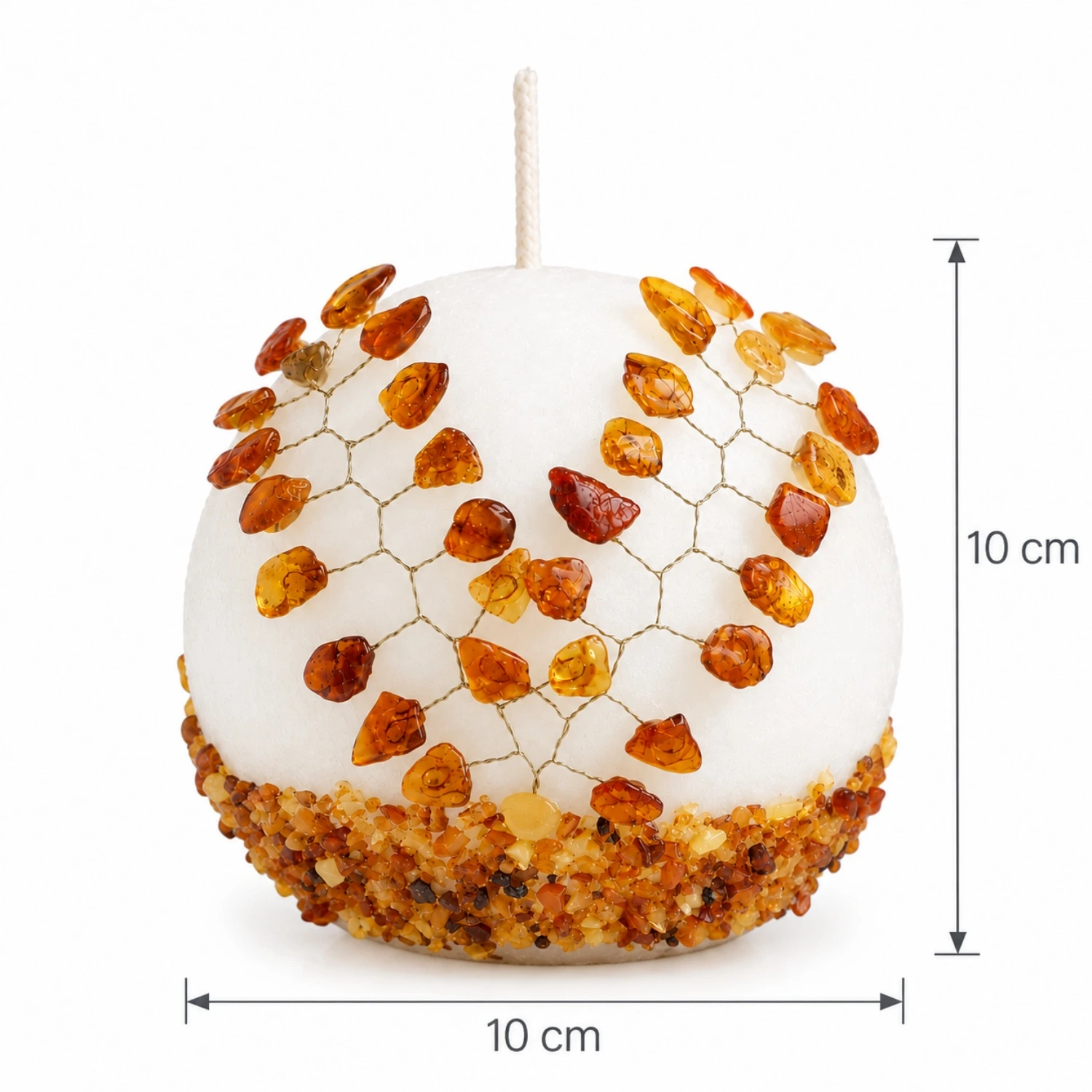 kerze-mit-bernstein-10cm-kugel-lineal Kerze mit Bernstein - Kugel, 10 cm