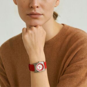 Rolf Cremer Damenuhr Tondo 504108 Rot Edelstahl Leder Mineralglas