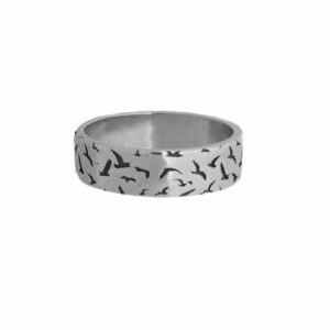 Ring Silber Möwen im Flug aus 925er Silber mit eingravierten fliegenden Möwen, maritimes Schmuckdesign