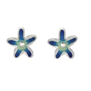 Usedom Schmuck Ohrstecker Seesternen - mit blauer oder grüner Emaille. Zart, maritim und langlebig. Perfekter Schmuck für Damen, die Meer lieben.