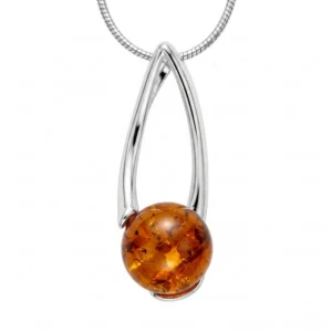 Anhänger Silber 925 Bernstein „Meeresperle“; eleganter Kettenanhänger mit Bernsteinkugel; Schmuck mit Ostseebernstein