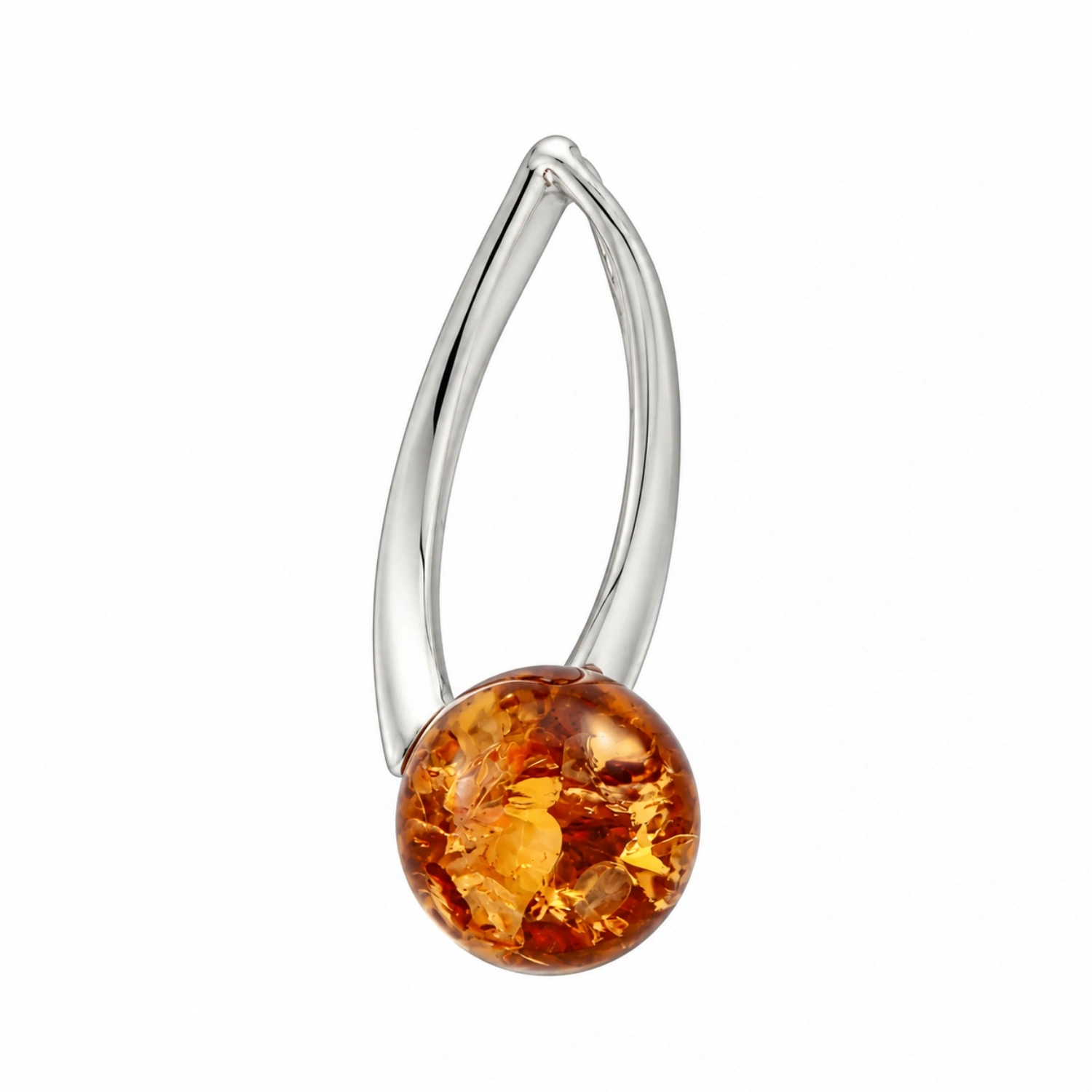 anhaenger-silber-925-bernstein-meeresperle-seite Anhänger Silber 925 Bernstein „Meeresperle“; eleganter Kettenanhänger mit Bernsteinkugel; Schmuck mit Ostseebernstein