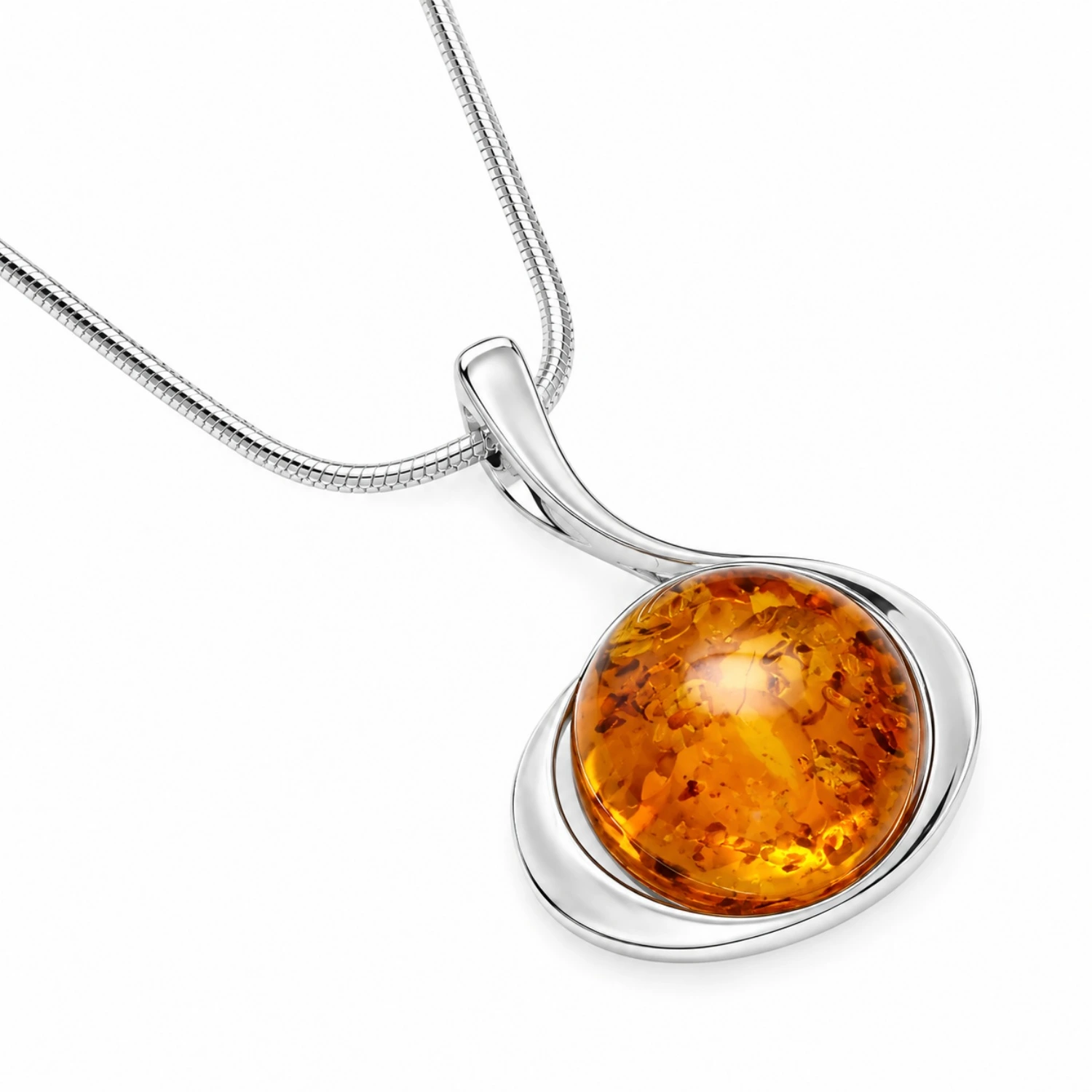 anhaenger-silber-925-bernstein-ostseesonne-cognac Anhänger Silber 925 Bernstein Ostseesonne Cognac; Kettenanhänger Bernstein Rund; Eleganter Schmuck mit Ostseebernstein