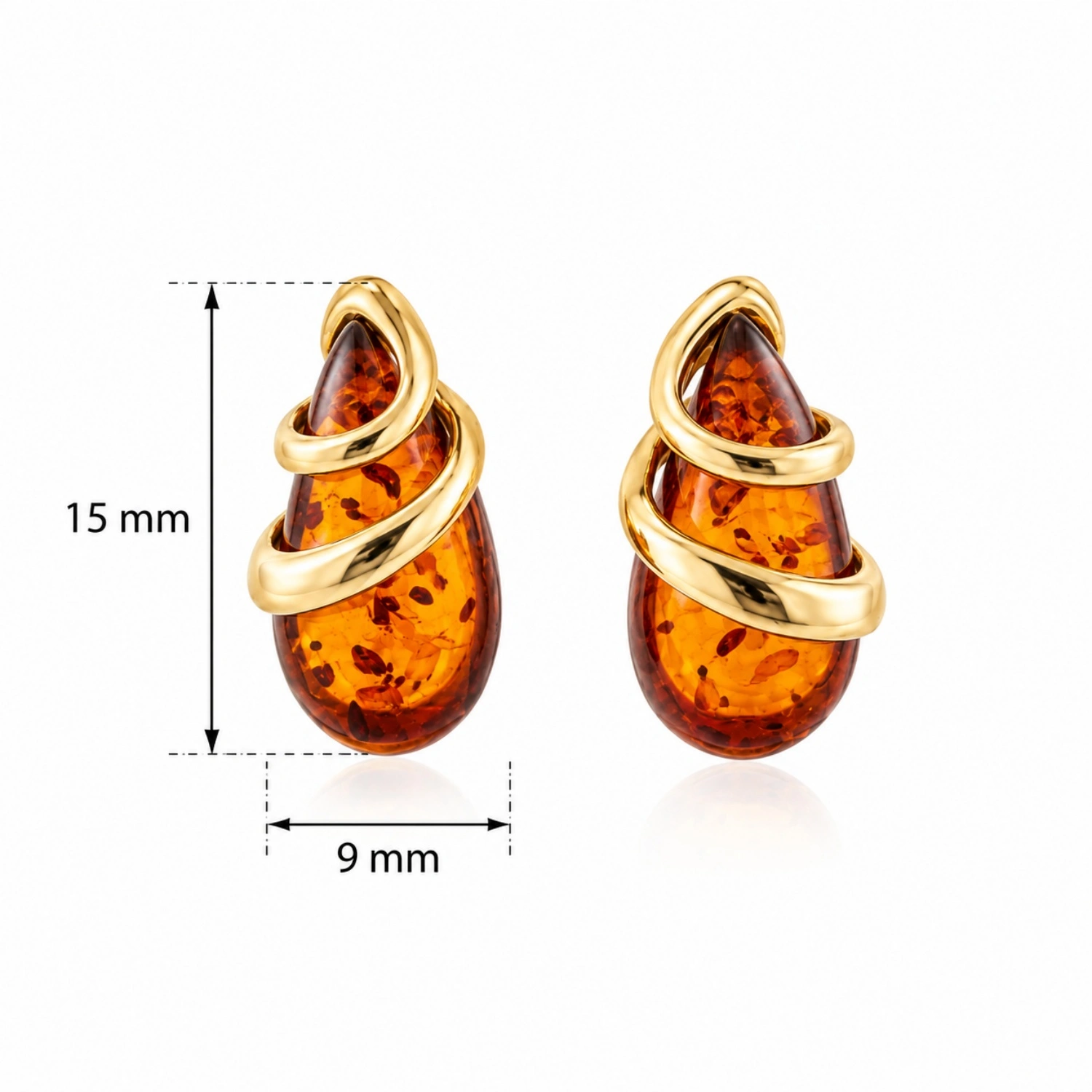 bernstein-ohrstecker-gold-375-meerestraene-lineal Ohrstecker Gold 375 Bernstein Meeresträne, goldene Tropfenohrstecker mit cognacfarbenem Bernstein.
