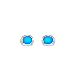Ohrstecker Silber 925 mit Meerglas Blau - maritime Ohrringe aus Silber mit echtem, blauem Meerglas.