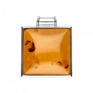 Anhänger Silber 925 Bernstein Viereck Cognac