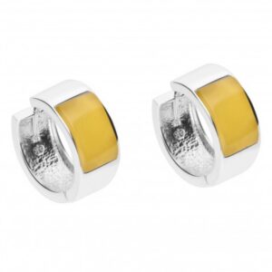 Creolen Bernstein Silber Weiß - Silber 925 rechteckig 18mm poliert