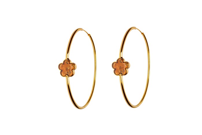 creolen-silber-925-24k-vergoldet-bernstein-herz Creolen Silber 925 24k vergoldet Bernstein Herz - große goldene Kreisohrringe.