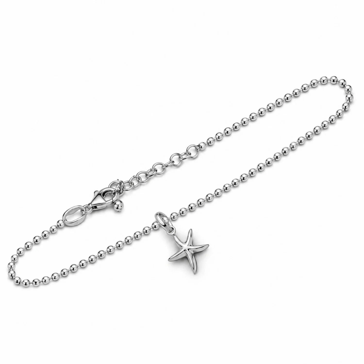 dur-fusskette-silber-925-seestern DUR Fußkette Silber 925 „Seestern“ mit mattem Seesternanhänger; ein schöner Ostsee Schmuck für Damen