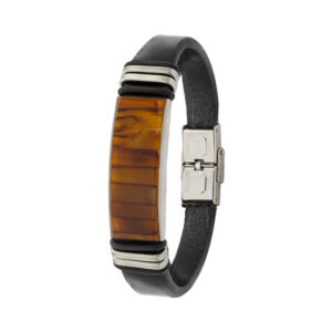 Usedom Schmuck Damen Herren Lederarmband Bernsteinmosaik Cognac