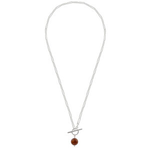 Damen Collier Silber mit Bernsteinperle – Frontverschluss, 47 cm, Usedom Schmuck