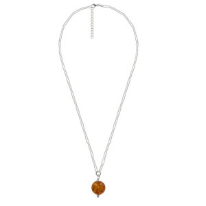 Collier Silber Bernstein Damen – Bernsteinkugel an Silberkette