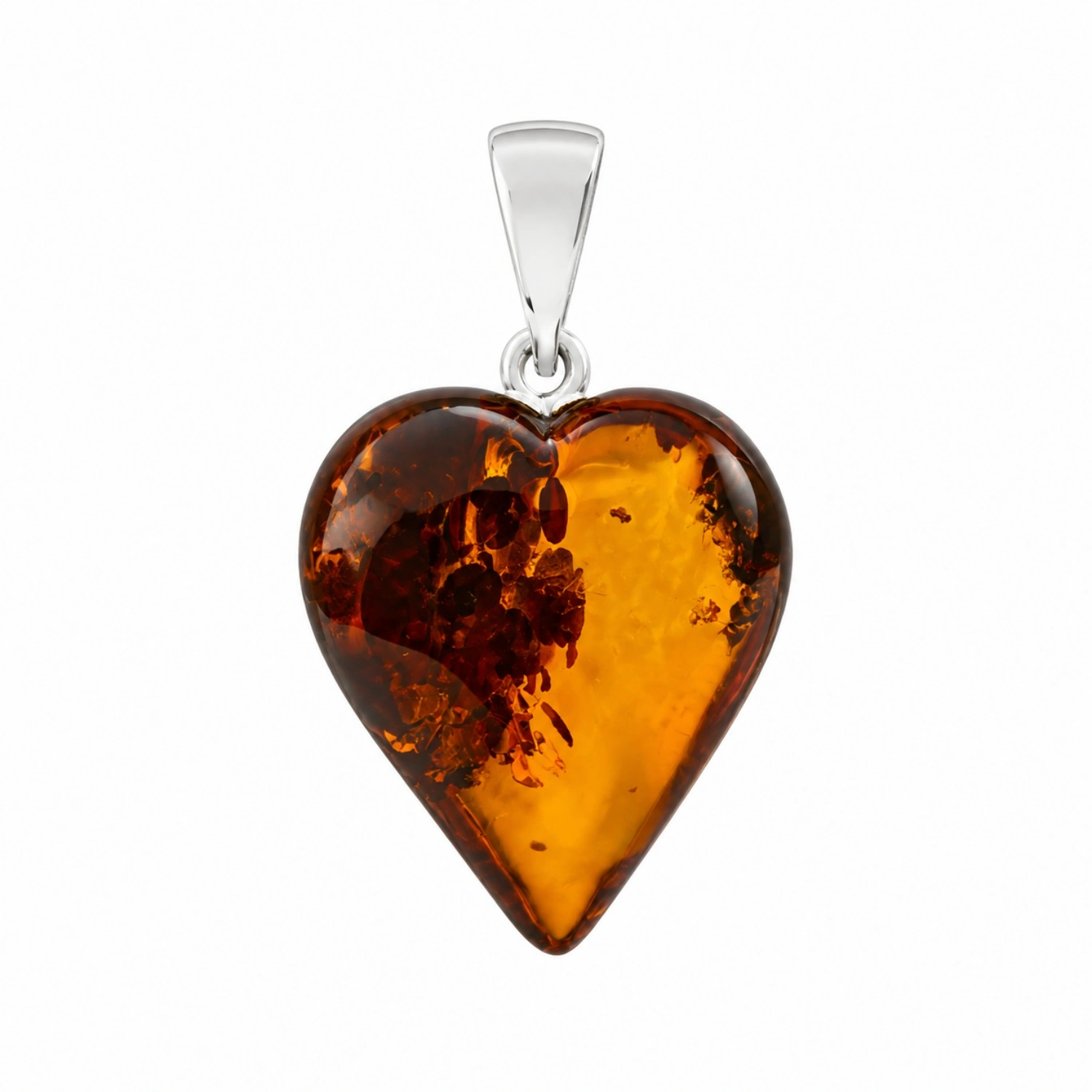 anhaenger-silber-925-bernstein-herz-dunkel-cognac Anhänger Silber 925 Bernstein Herz Dunkel Cognac; Schmuck mit Ostseebernstein; schöner Silber Anhänger in Herzform mit Bernstein