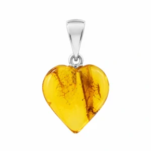 Anhänger Silber 925 Bernstein Herz Hellgelb; schöner Schmuck mit Ostseebernstein; Bernstein Anhänger in Herzform