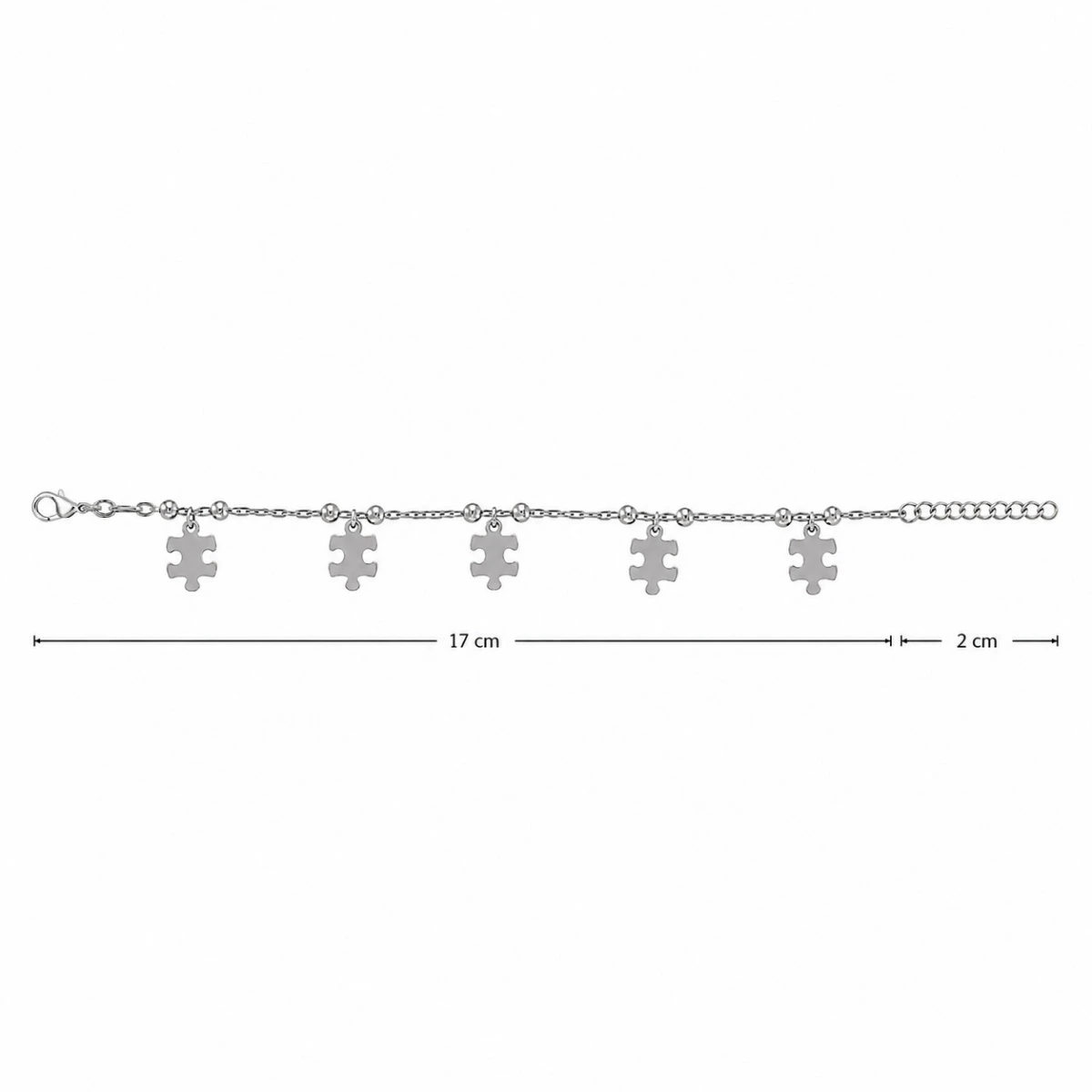 armband-silber-925-puzzle-lineal Rhodiniertes Damen Armband Silber 925 mit Puzzle Anhänger