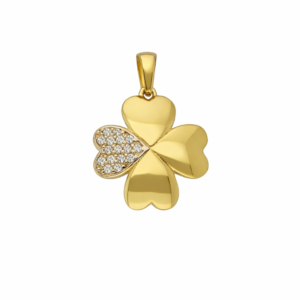 Anhänger Gold 333 „Vierblättriges Glück“ mit funkelnden Zirkonia