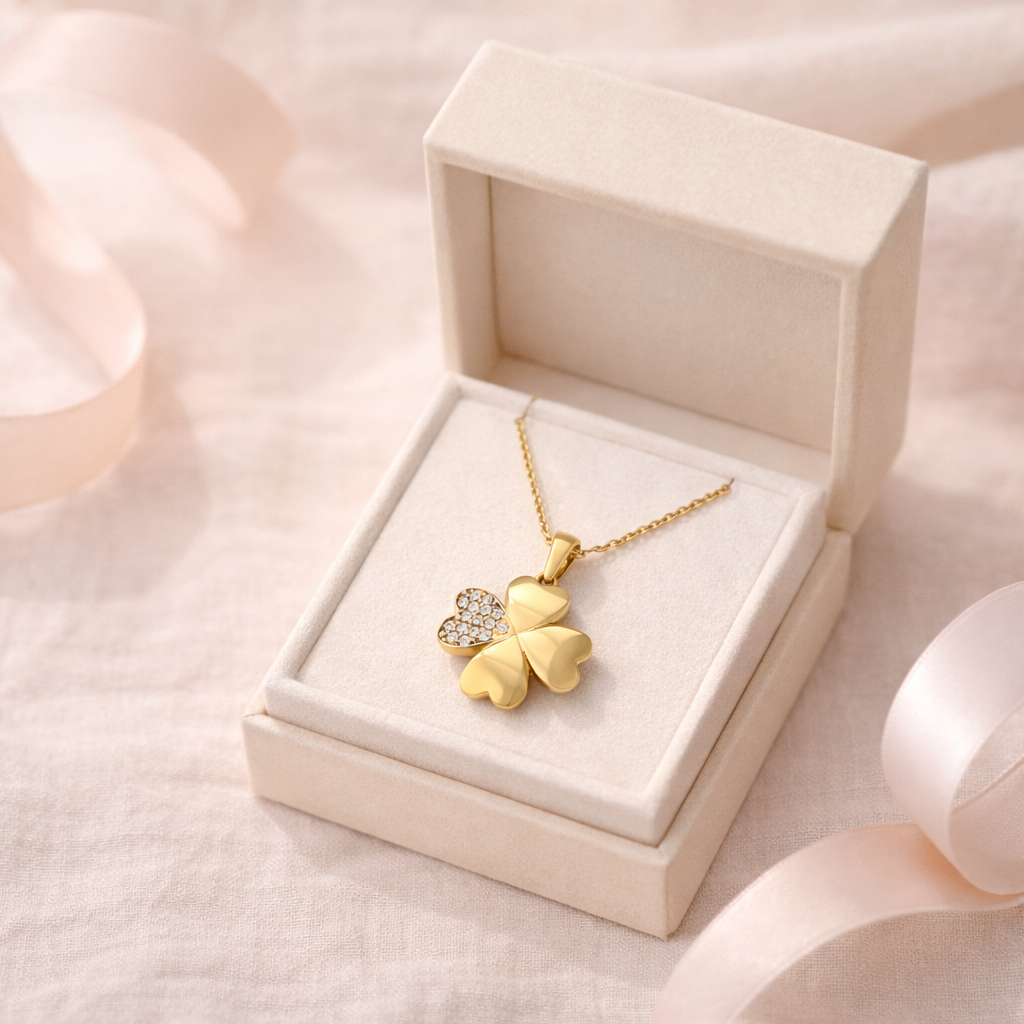 Anhänger Gold 333 „Vierblättriges Glück“ Anhänger Gold 333 „Vierblättriges Glück“ mit funkelnden Zirkonia