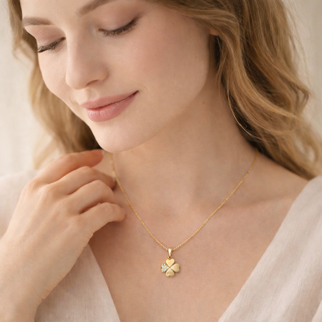 Anhänger Gold 333 „Vierblättriges Glück“ Anhänger Gold 333 „Vierblättriges Glück“ mit funkelnden Zirkonia