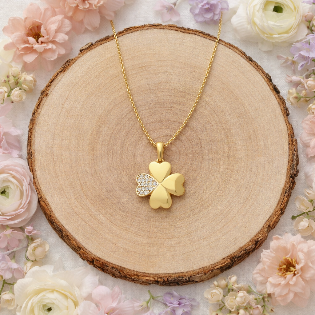 Anhänger Gold 333 „Vierblättriges Glück“ Anhänger Gold 333 „Vierblättriges Glück“ mit funkelnden Zirkonia