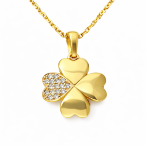 Anhänger Gold 333 „Vierblättriges Glück“ mit funkelnden Zirkonia