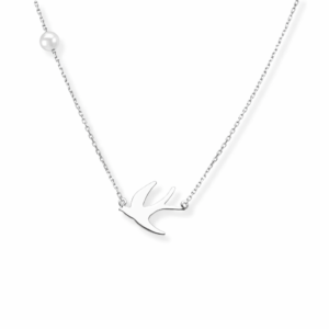 Perlenkette Silber „Schwalbe“ mit kleiner Perle
