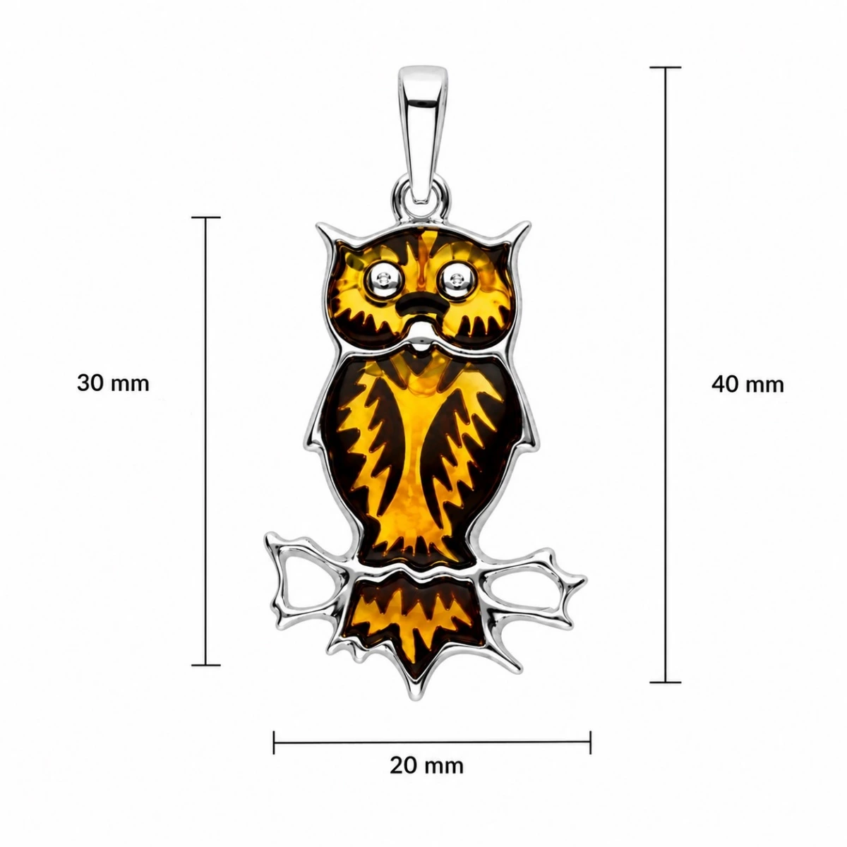 anhaenger-silber-925-bernstein-eule-lineal Eleganter Anhänger Silber 925 Bernstein Eule; Vogel Anhänger mit echtem Bernstein; Bernstein Vogelschmuck