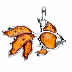 Anhänger Silber 925 Bernstein Goldfisch