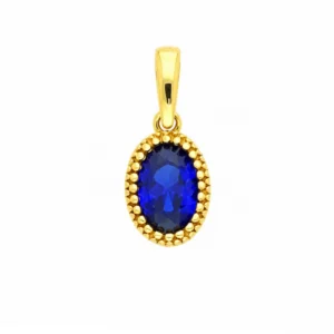 Ovaler Anhänger Gold 585 „Königsblau“ mit blauem Zirkonia