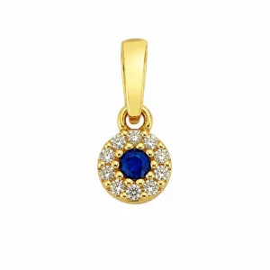 Anhänger Gold 585 „Meeresleuchten“ mit Zirkonia; Goldanhänger mit blauem und weißem Zirkonia