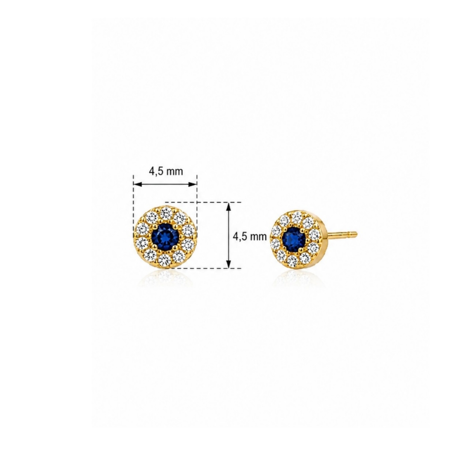 ohrstecker-gold-585-meeresleuchten-zirkonia-5 Runde Ohrstecker Gold 585 Zirkonia blau - mit einem funkelnden, dunkelblauen Zirkonia in der Mitte, elegant und für jeden Anlass