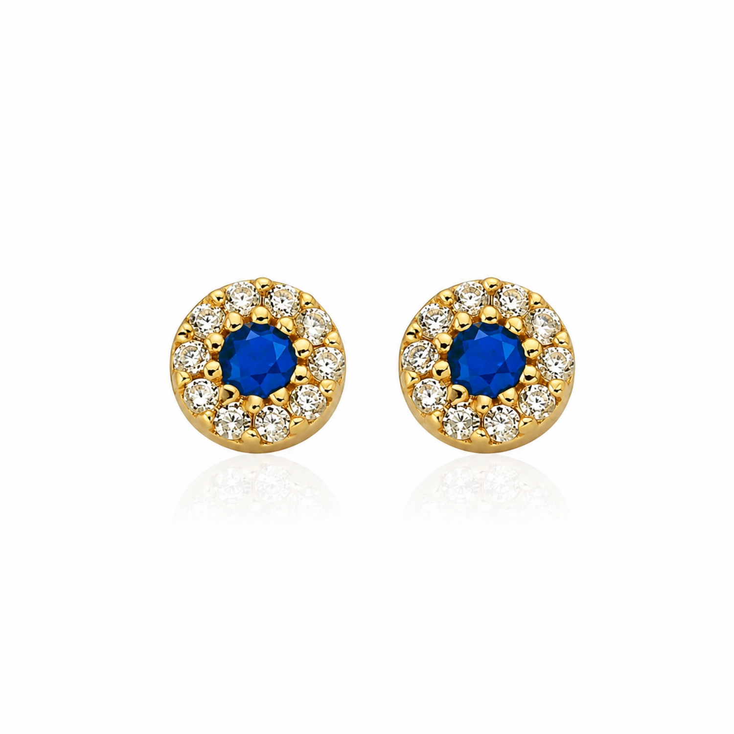 ohrstecker-gold-585-meeresleuchten-zirkonia Runde Ohrstecker Gold 585 Zirkonia blau - mit einem funkelnden, dunkelblauen Zirkonia in der Mitte, elegant und für jeden Anlass