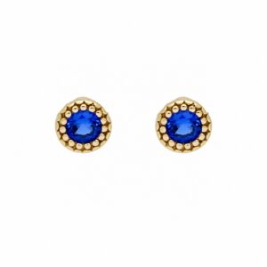 Klassische Ohrstecker Gold 585 mit Zirknia - Ohrringe aus 585er Gold mit einem runden, dunkelblauen Zirkonia-Stein.