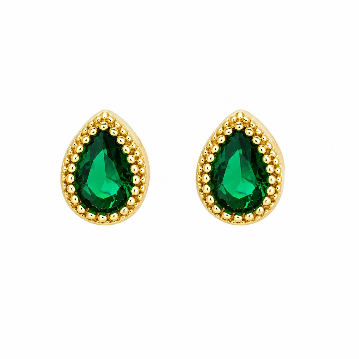 ohrstecker-gold-585-smaragdgruener-traum-mit-zirkonia-front Elegante Ohrstecker Gold Zirkonia Grün - mit rundem, smaragdgrünem Zirkonia-Stein.