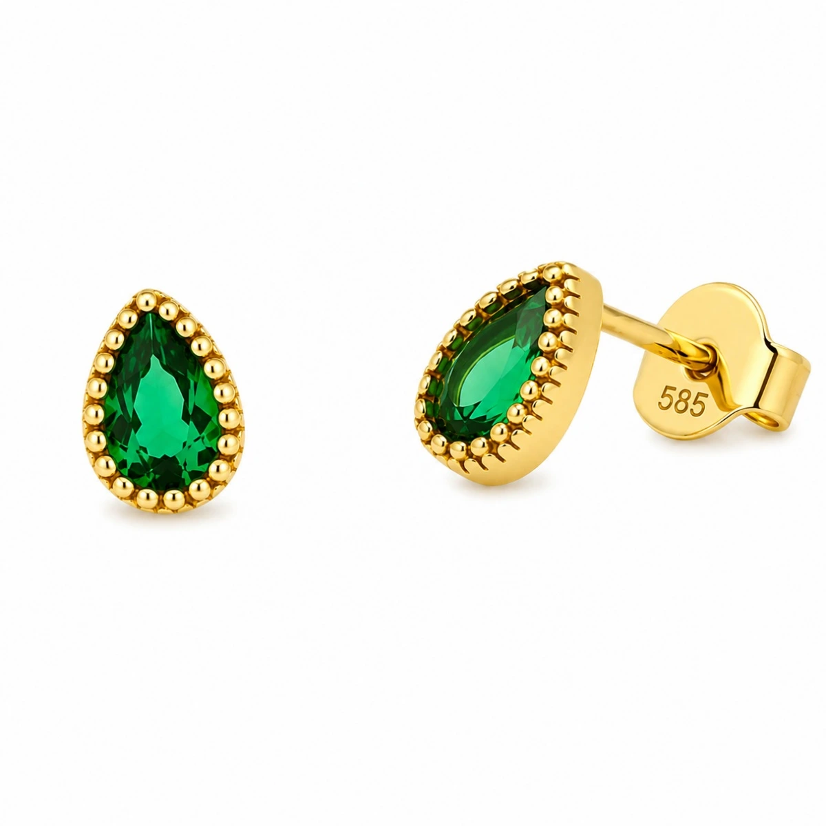 ohrstecker-gold-585-smaragdgruener-traum-mit-zirkonia Elegante Ohrstecker Gold Zirkonia Grün - mit rundem, smaragdgrünem Zirkonia-Stein.
