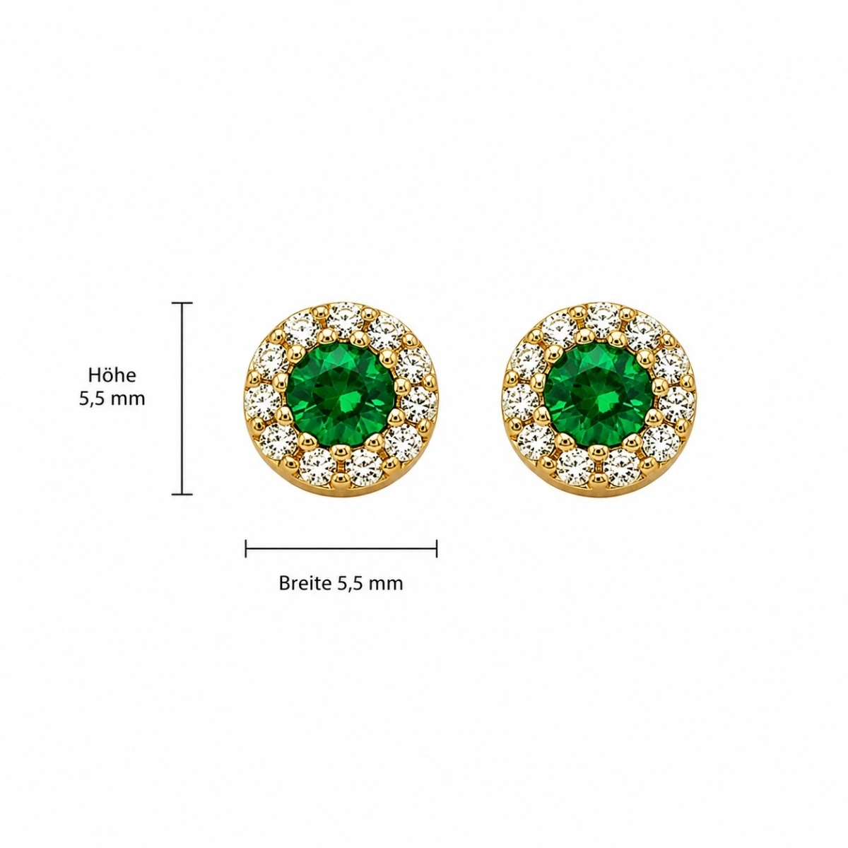ohrstecker-gold-585-waldgeheimnis-mit-zirkonia-lineal Runde Ohrstecker Gold Zirkonia „Waldgeheimnis“ - Ohrringe mit einem kleinen, mittig gefassten grünen Zirkonia.