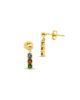Ohrstecker Gold 585 Edelsteine: London Blue Topas, Granat und Chromdiopsid; bunter Goldschmuck für Damen
