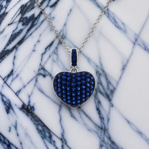 Halskette Silber 925 Herz Blau mit Zirkonia