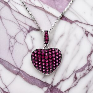 Halskette Silber 925 Herz Rosa mit Zirkonia