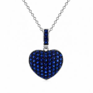 Halskette Silber 925 Herz Blau mit Zirkonia, Halskette Blau Herzkette aus rhodiniertem Silber 925 mit präzise geschliffenen Zirkonia-Steinen.