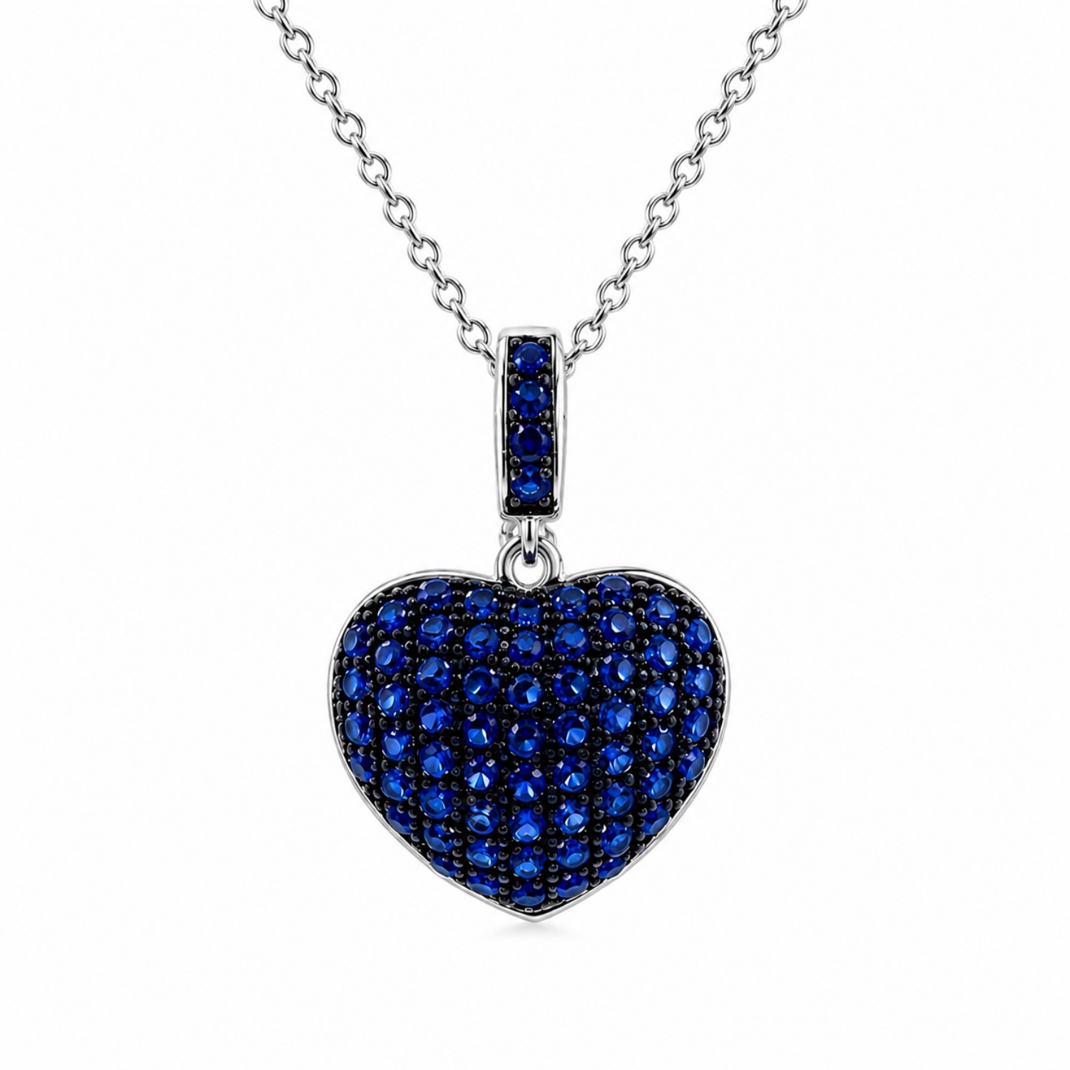 halskette-silber-925-herz-zirkonia-blau-1 Halskette Silber 925 Herz Blau mit Zirkonia, Halskette Blau Herzkette aus rhodiniertem Silber 925 mit präzise geschliffenen Zirkonia-Steinen.