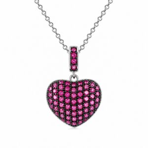 Halskette Silber 925 Herz Rosa mit Zirkonia, Halskette Rosa Herzkette aus rhodiniertem Silber 925 mit präzise geschliffenen Zirkonia-Steinen.