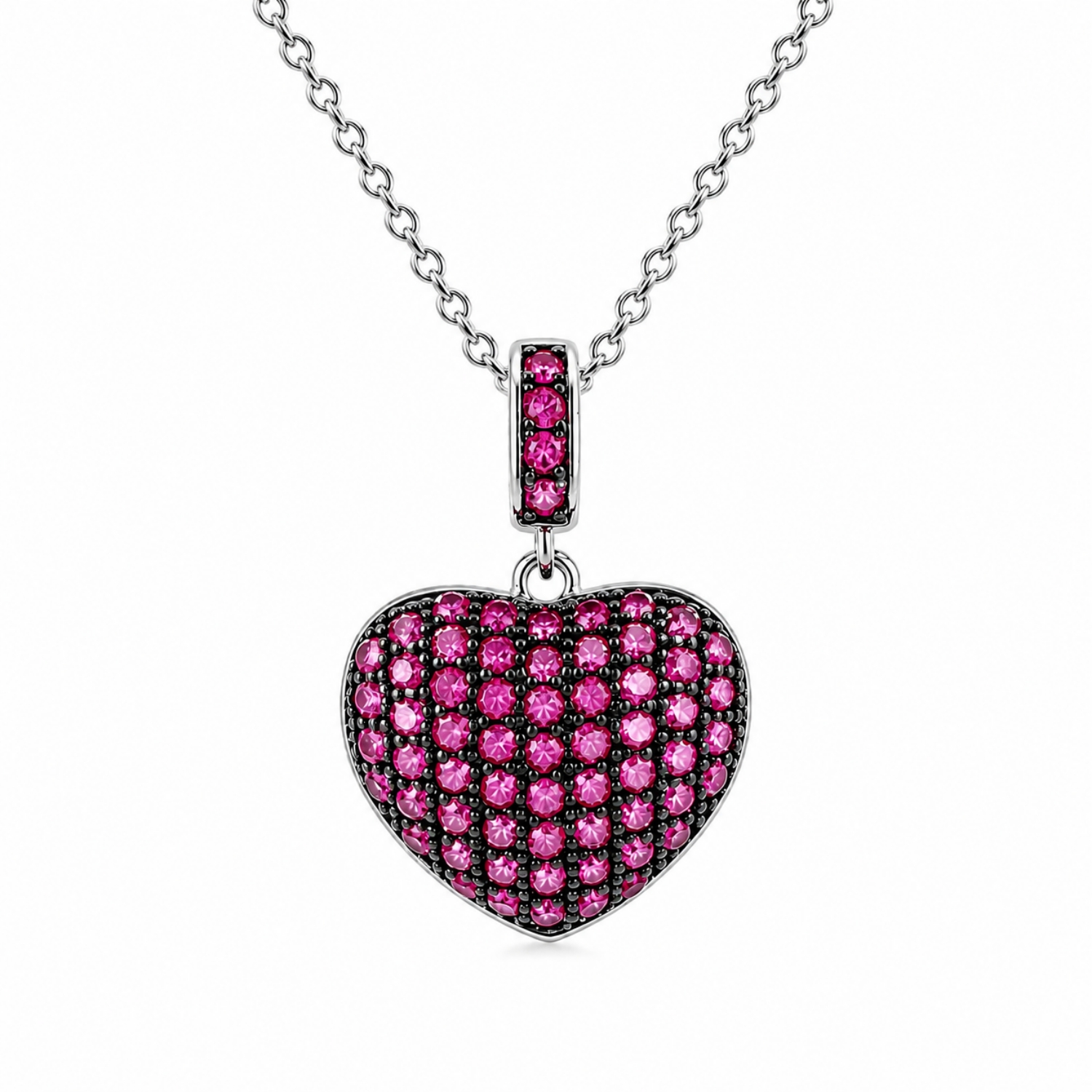 halskette-silber-925-herz-zirkonia-rosa-1 Halskette Silber 925 Herz Rosa mit Zirkonia, Halskette Rosa Herzkette aus rhodiniertem Silber 925 mit präzise geschliffenen Zirkonia-Steinen.