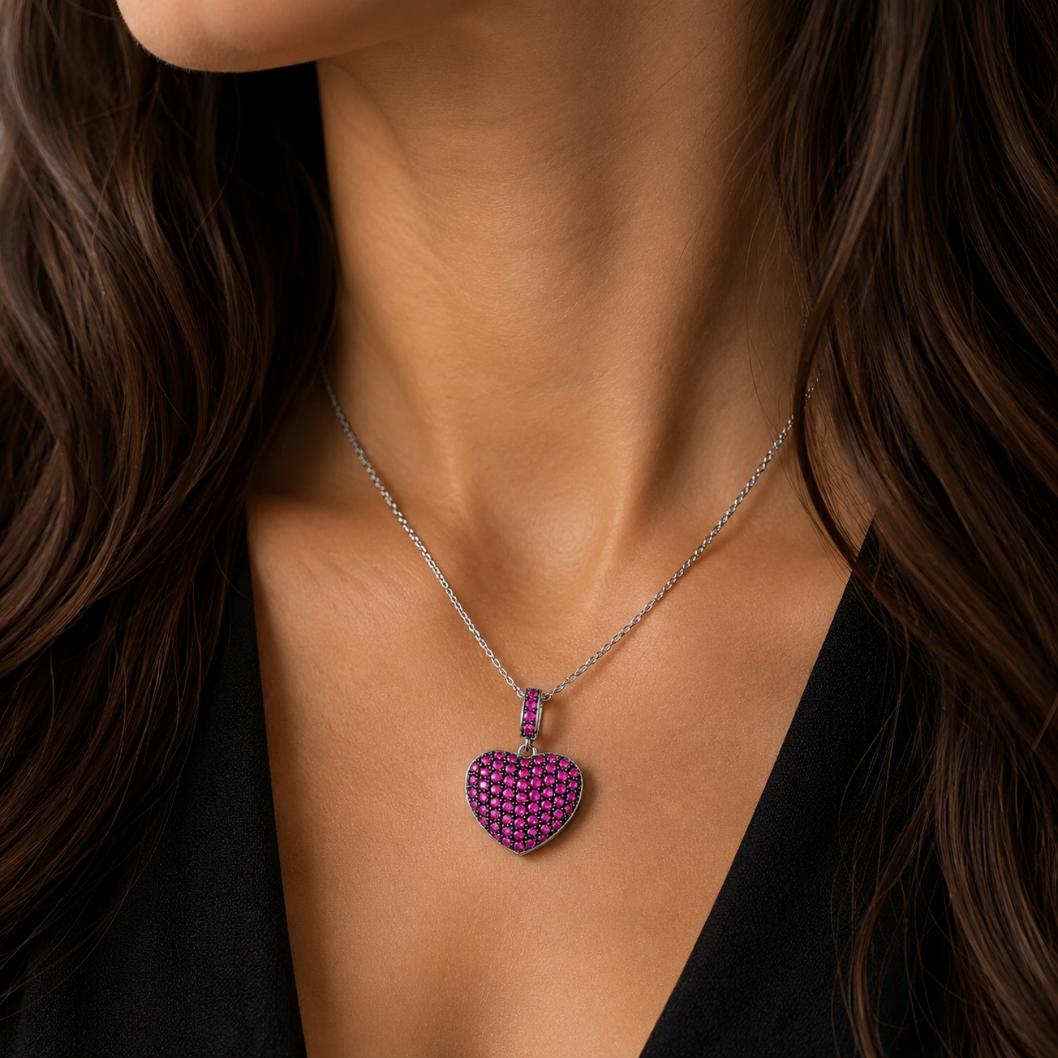 halskette-silber-925-herz-zirkonia-rosa-3 Halskette Silber 925 Herz Rosa mit Zirkonia, Halskette Rosa Herzkette aus rhodiniertem Silber 925 mit präzise geschliffenen Zirkonia-Steinen.