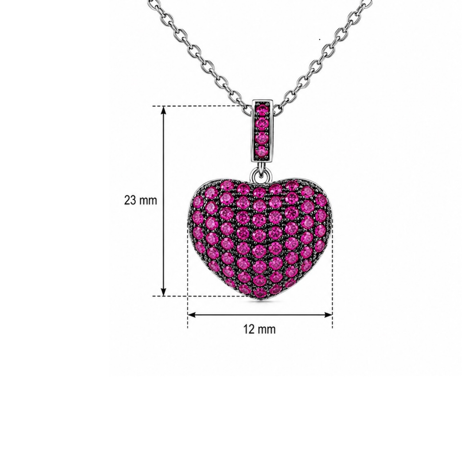 halskette-silber-925-herz-zirkonia-rosa-4 Halskette Silber 925 Herz Rosa mit Zirkonia, Halskette Rosa Herzkette aus rhodiniertem Silber 925 mit präzise geschliffenen Zirkonia-Steinen.